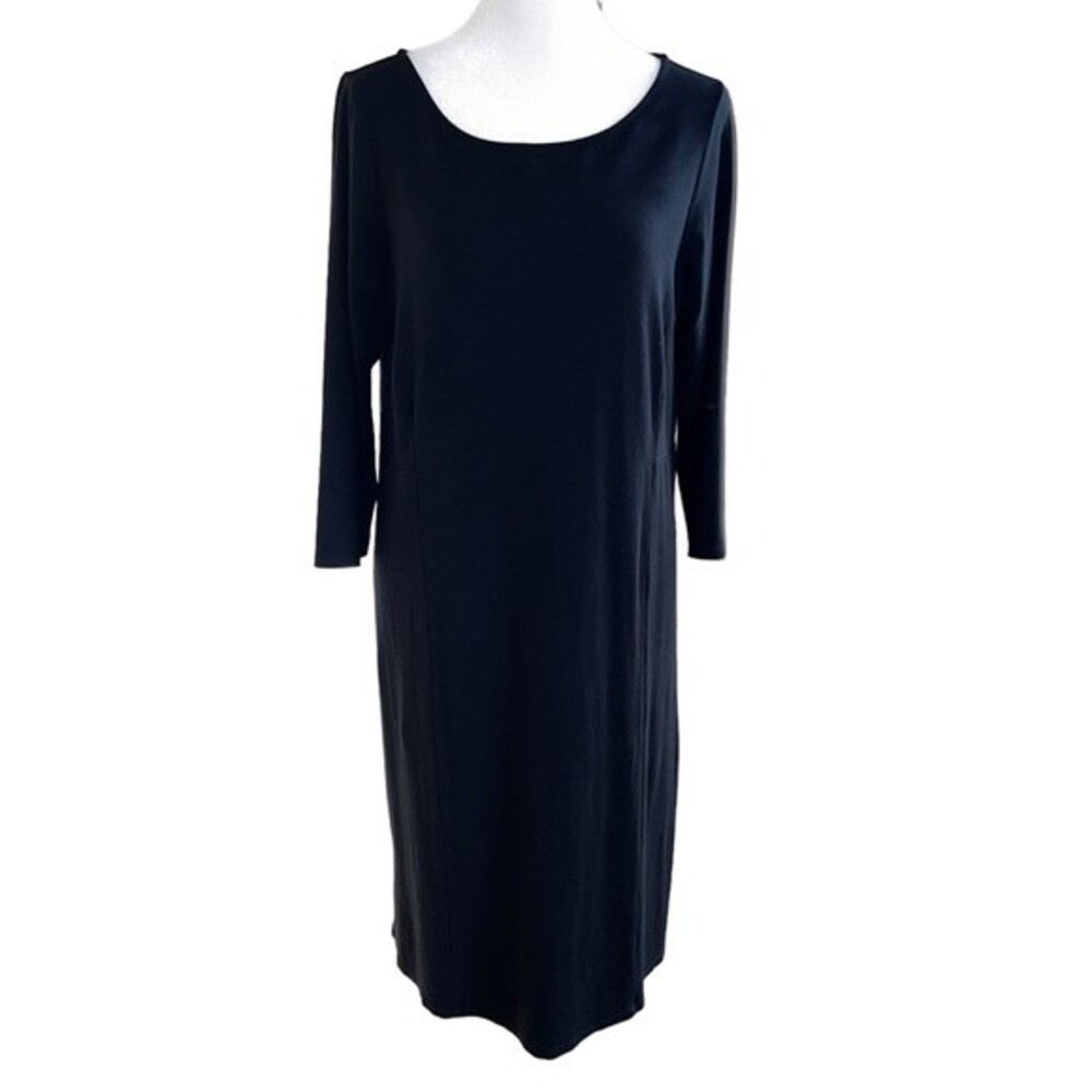 J.Jill Wearever Collection Stretch‎ Midi Dress Jersey Knit Black Size S